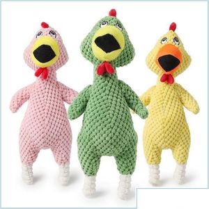 I giocattoli per cani mastica animali domestici che urlano il giocattolo del suono di pollo per cani super resistenti divertenti stripidi mticolor peluche mastica