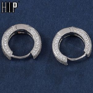 Stud Hip Hop 1Pair Bling rotondo zircone micro pavimentato ghiacciato cz Orecchini di rame in rame in pietra cz per uomo gioielli 230815