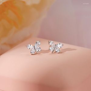 Bolzenohrringe Luxus koreanischer CZ Stein Schmetterling für Frauen Mädchen Teen kleiner Geburtstagsgeschenk Schmuck 925 Silbernadelohrring