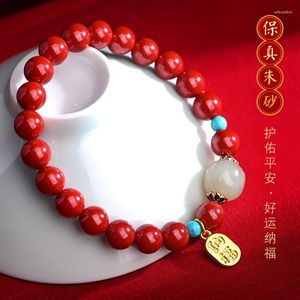 Strand Red Cinnabar Hand String Hetian Jade Transporte Bincetas Bracelete Original Imperador de Pedra Buda Bracelets Mulheres Charme