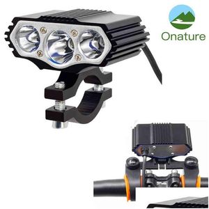 Światła rowerowe Onature Powerf Electric Light 1000 Lumens 12-72V Wejście E reflektor aluminiowy obudowa 3xt6 LED głowica dla ebikes 220105 Drop dhi2k