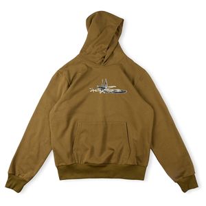 23FW Sweatshirts Vintage Zeytin Yeşil Hoodies Erkek Kadınlar Baskılı Büyük Boy Boy Boy Boyu Erkekler Üstün Hip Hop Hoodie Pamuk Sweatshirt