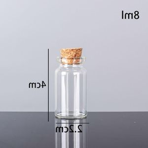8ML 22X40X125MM Small Mini Clear Glass bottles Jars with Cork Stoppers/ Message Weddings Wish Jewelry Party Favors Brflq