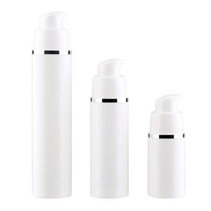 15 30 50ml空の詰め替え可能な白い高級空気のない真空ポンプボトルプラスチッククリームローションコンテナチューブ旅行サイズfakuq