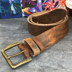 Other Fashion Accessories Belts Retro 43CM Pin Belt Buckle Luxury Thick Men Leather Vintage Yellow Wide Jeans Ceinture Black Waist MBT0019 230814