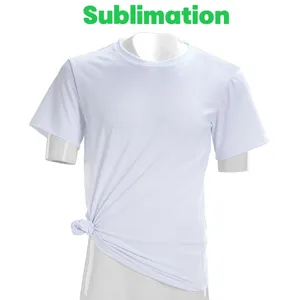 US Sizes Sublimation White T-shirt Heat Transfer Blank Bleach Shirt fully Polyester tees for Men Women Kid Crew Neck Shirt