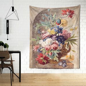 Arazzi Natura morta Fiori Pittura Arazzo Appeso a parete Stile retrò di corte Hippie Art Home Decor