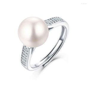 Кластерные кольца Dainty Natural Freshwater Pearl Resizeble Ring для женщин 925 Серебряные ювелирные изделия.