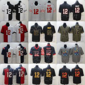 12 Tom Brady Jersey Homem Time de Futebol Cânhamo Cinza Drift Rainbow Goddess Hifenização Sombra Bandeira Leopard Grain USMC Voltar o Relógio Bordado para Fãs de Esporte