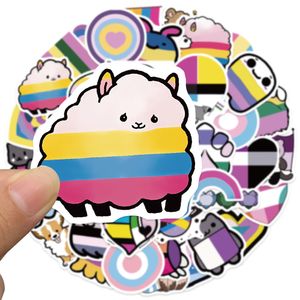 50 PCs Rainbow Pride Day Casal Adreters para carro Capacete de geladeira iPad Bicycle Phone Motorcycle PS4 Livro PVC Diy Decals Kids Toys Decor