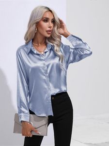 Women's Blouses 2023 Poplin Spring Summer Shirt Casual Fashion Simplicity Tops Solid Long Sleeved Lapel Collar