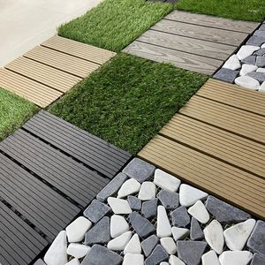 Decorative Flowers Upscale Waterproof Floor Garden Plant Lawn Mat Synthetic Grass Tile Plastic Nordic Style Splicing Wood Boards