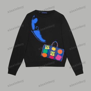 xinxinbuy erkek kadın tasarımcı sweatshirt çiçek çanta yama kazak gri mavi siyah beyaz s-2xl