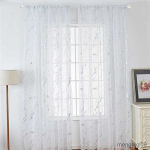 Cortina de cortinas brancas cortinas de tule para sala de estar em mármore listrado de ouro prateado tule tule varanda de cortina vertical cortinas r230815