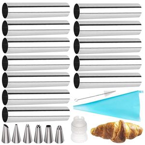 Bakningsverktyg Konisk rörkonrulle Mögel Spiral Croissants Steel Non Stick Cannoli Tubes Pastry Cookie Kitchen Tool