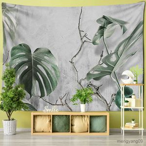 Tapestries Green Plant Flower Cactus Hand Drawing Tapestry Wall Hanging Hippie Kids Room Decor R230815