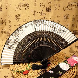 Dekoratif figürinler ince oyma bayan katlanır fan hediyesi ev dekorasyon Çin tarzı Japon zanaat kadın bambu