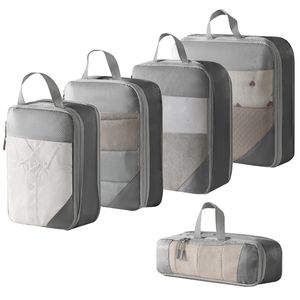 Bolsas de armazenamento 5pcs Bolsa de armazenamento de viagem Conjunto de armazenamento compressível Cubos de cubos Organizador de bagagem portátil Bolsa de mal