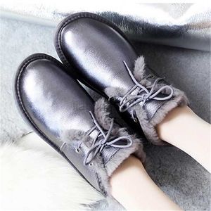 Kleiderschuhe 2023 Neue Farbe Beste echte Schaffell Leder Frau Schneestiefel 100% natürliche Pelzschnee Stiefel warme Wolle Frauen Winterstiefel x230519