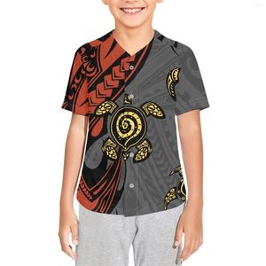 Camicie casual maschile Polinesiano Tribal Totem Totem Tattoo Samoa Stampe Kid Hip Hop Abbigliamento Cardigan Top Baseball Shirt Streetwear Boy Dance