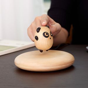 Decorative Objects Figurines Magnetic Levitation Red Panda Log Handmade Carving Desktop Living Room Bedroom Decoration Creative Toy Birthday Gift 230815