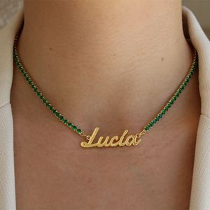 Pendant Necklaces Fashion Custom Name Necklace Personlized Letters Zircon Chain Glittering Stainless Steel Choker Jewelry for Women 230814