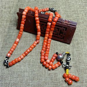 Декоративные фигурки китайские тибетские ювелирные украшения коралловые цилиндрические трехглазые бусины Dzi браслет ретро-этническое колье-свитер подарки