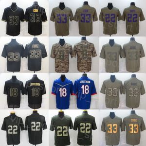 Mens Football 33 Dain Cook Jersey 8 Kirk Cousins 18 Justin Jefferson 22 Harrison Smith Ed Olive Salute to Service Camo Breathable Vapor Untouchable Sport