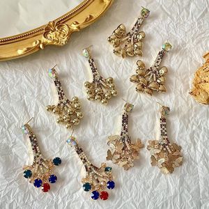 Dangle Earrings Fashion Temperament Tree Of Life Hanging Butterfly Love Drop Designer Light Luxury Color Rhinestone Jewelry