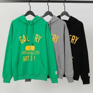 En kaliteli pamuklu kapüşonlu kazak erkek kapüşonlu galeri kazak ceket tasarımcısı uzun kollu tişörtler erkekler kadınlar gevşek sweatshirt moda mektubu baskı yuvarlak boyun ceket