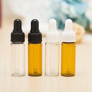 5 ml mini bursztynowe szklane olejek eteryczny butelki z napędem do napędu Pusta kropla do oczu perfumy kosmetyczne płyn płyny próbka pojemnik na magazyn wuto