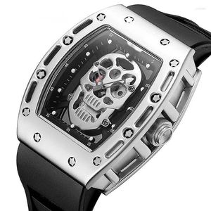 WristWatches Baogela Bold Skull Barrel Watch Silikonowy Waterproof Sport Kwarc sportowy