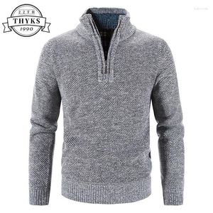 Herrenpullover Winter Strickpullover Wolle Fleece dicker warmer Rollkragenpullover Halbzipper Stricker Schwalben Bluse Jumper Ropa Hombre