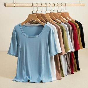 Camisetas femininas Trema de algodão Camiseta de gola de algodão curta para mulheres 2023 EST PRIMAÇÃO/VERMUTOR estilo Moda