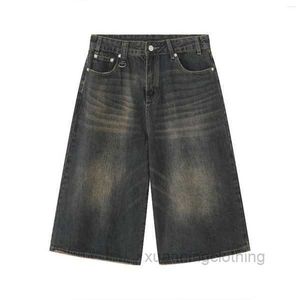 Herren Jeans Blau Baggy Jorts für Männer Frauen Übergroße mittellange Shorts Denim Hosen Streetwear AIFX