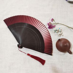 Decorative Figurines Green Fan Bone Bamboo Hollow Silk Antique Folding Ladies Scenic Spot Chinese Style Gift