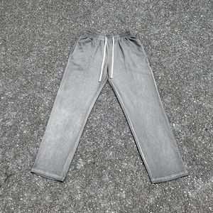 Men's Pants 23SS High Quality Distressed Washed Drape Loose Sweatpants Men Women Hip-Hop Solid Trouser Bermudas