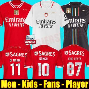 23 24 Fan Player Versione Benfica Soccer Maglie Seferovic Waldschmidt Pizzi Rafa G.Ramos 2023 2024 Home Away Men Kit Kit Shirts Otamendi Kokcu Di Maria