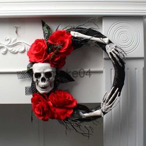 Itens de novidade Halloween grinaldas penduradas decorações de fantasmas do crânio Front Halloween Party Party Witle Witle Wreathes adereços decoração de fundo J230815