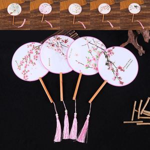 Dekorative Figuren runde Form vor Gericht Antike Klapphand Held Fan Chinesische Stoffblume und Vogelmuster Party Tanzjahr Hochzeit Hochzeit