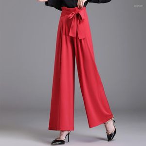 Kvinnor Pants Summer Chiffon Wide Leg Byxor Kvinnor Bottoms Korean Fashion Basic 2023 Vintage Streetwear Classic Classic