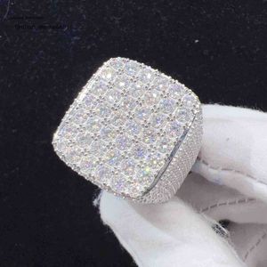 Fashion Fine Jewelry Vvs Moissanite Iced Out Rings Men Gold Plated Sterling Sier Diamond Hip Hop Ring