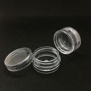 3 gram klara tomma burkar runda form 3 ml kosmetisk ansikte grädde nagelkonst eterisk olje transparent plastflaskor container hicxk