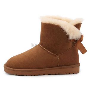 Scarpe vestiti autentici stivali da neve per donna di pelle di pecora 2023 Stivali da neve classici da donna femminile Scarpe di alta qualità con prua X230519