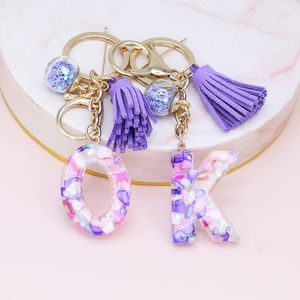 Taquel de teclados Tassel para mulheres A-Z Letters Inglês Inglês Alfabeto Chaves de êmbolo de êxtase Charms de jóias Rings de resina