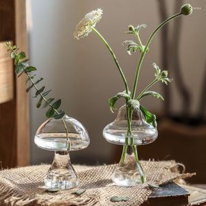 Vases Mushroom Shaped Glass Vase Hydroponics Plant Creative Crafts Decor For Home Living Room Flower Pots