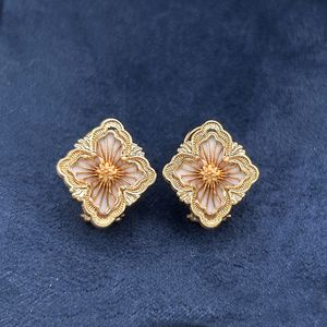 New designed Fashion Ear studs Luxury brushed four leaf grass flower hollowed out earings Designer Jewelry Ear-1005