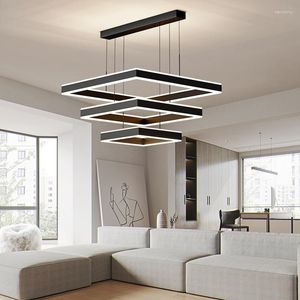 Kronleuchter moderner LED -Kronleuchter für Wohnzimmer Luxus quadratisches Design Gold Hang Leuchte Esstkoration Acryllampe