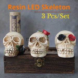 Itens de novidade Halloween Skull Light3d Horror Skull Night Light OrnamentResin Materialbattery Operado Skull para decoração de festa de Halloween J230815
