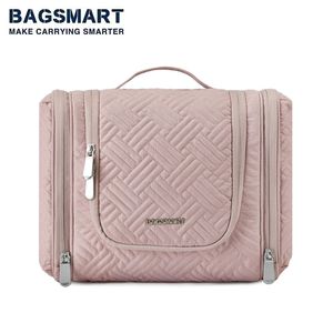 Aufbewahrungstaschen Bagsmart Reisen Toilettenbeutel für Frauen, die kosmetische Make -up -Beutel mit Haken Foldabletravel Organizer für Zubehör Toilettenartikel hängen 230814